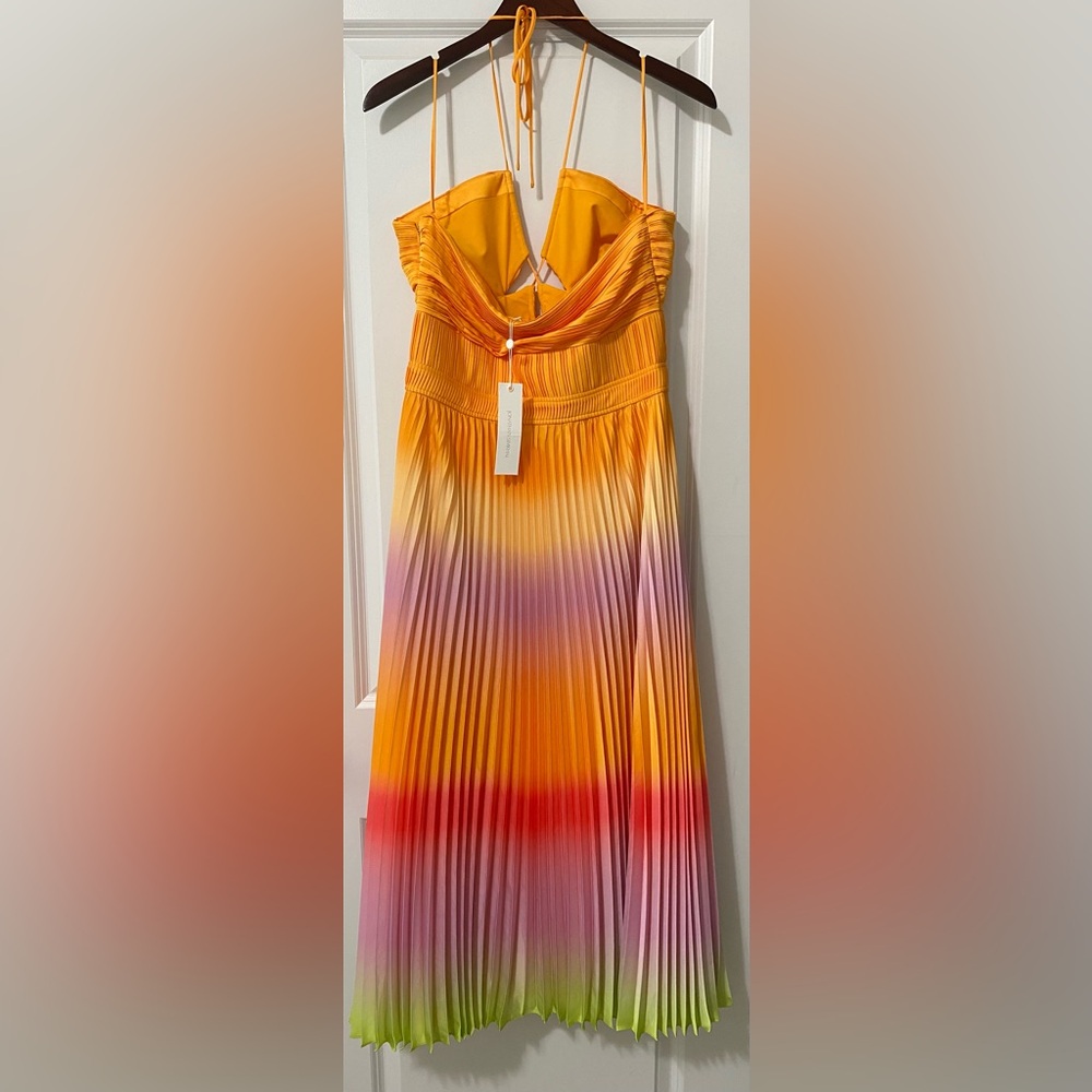 NWT Simkhai - Jonathan Simkhai Annita Multicolor Ombre Plisse Dress Size 10 - Picture 8 of 11